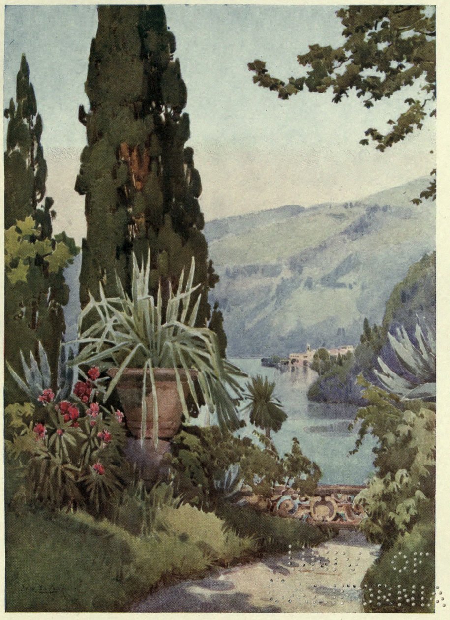 V zahradě Villa Arconati, Lago di Como, ilustrace z „Italských jezer“ od Richarda Bagota od Ella Du Cane