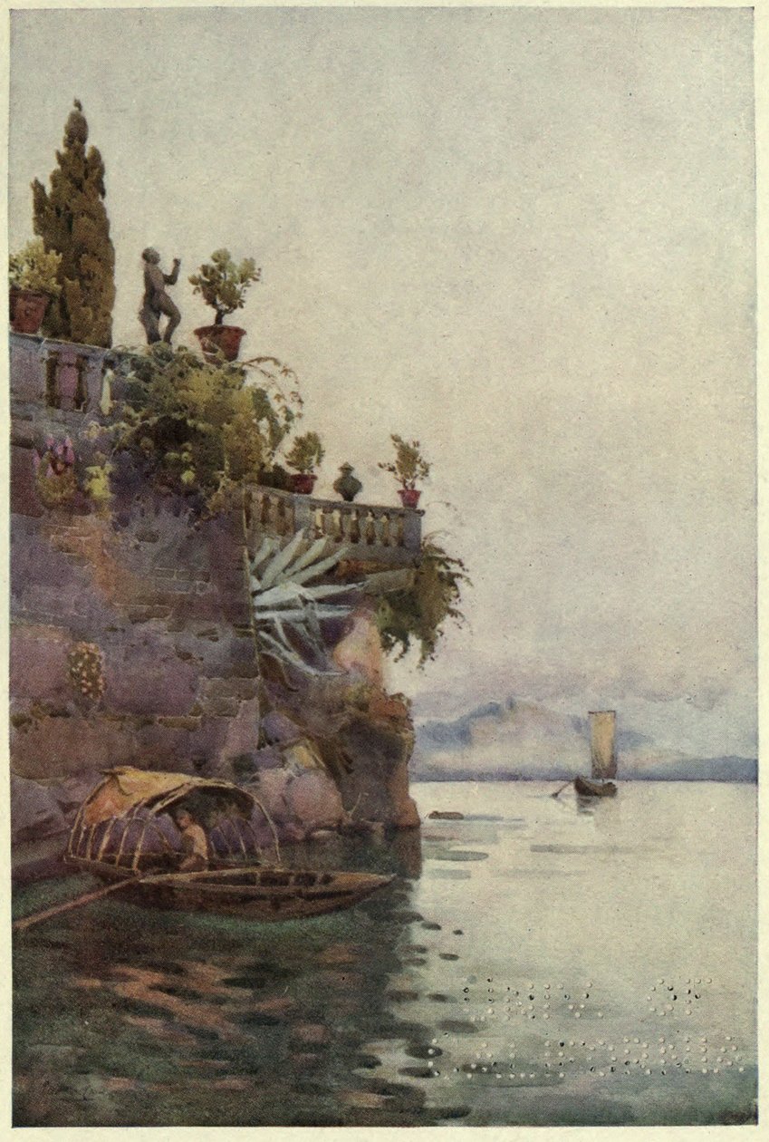 Ve stínu terasy, Lago di Como, ilustrace z „Italských jezer“ od Richarda Bagota od Ella Du Cane