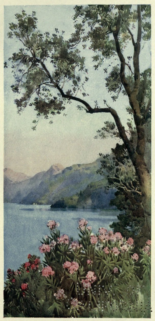 Lago di Como, ilustrace z „Italských jezer“ od Richarda Bagota od Ella Du Cane