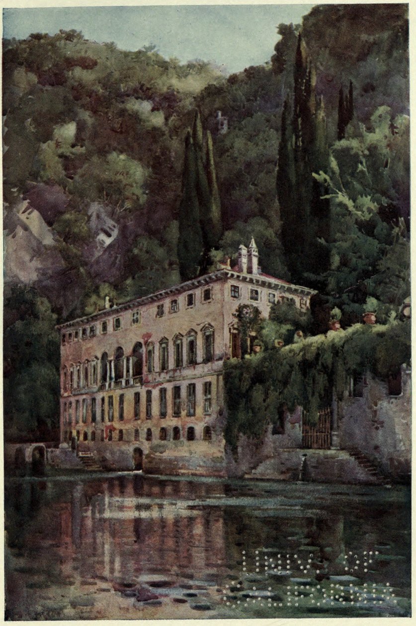 Villa Pliniana, jezero Como, ilustrace z „Italských jezer“ od Richarda Bagota od Ella Du Cane