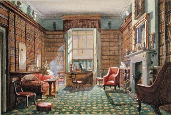 The Consulting Rooms of No.2 Rodney Street, Liverpool, cca 1830 (akvarel na papíře) od Ellen Bickerstaffe