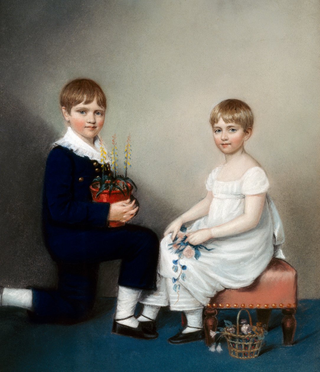 Charles (šest let) a Catherine Darwin (olej na plátně) od Ellen Sharples
