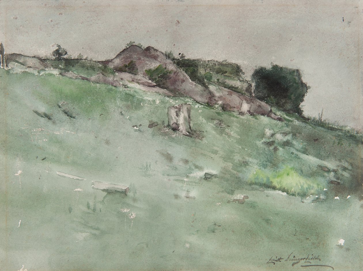 Gray Rock (akvarel na papíře připevněný na kartonu) od Elliott Daingerfield