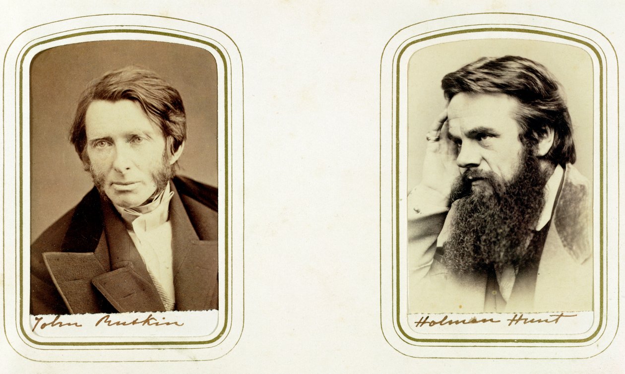 John Ruskin, anglický umělec, básník a kritik, a William Holman Hunt, anglický umělec, 1865 od Elliott and Fry