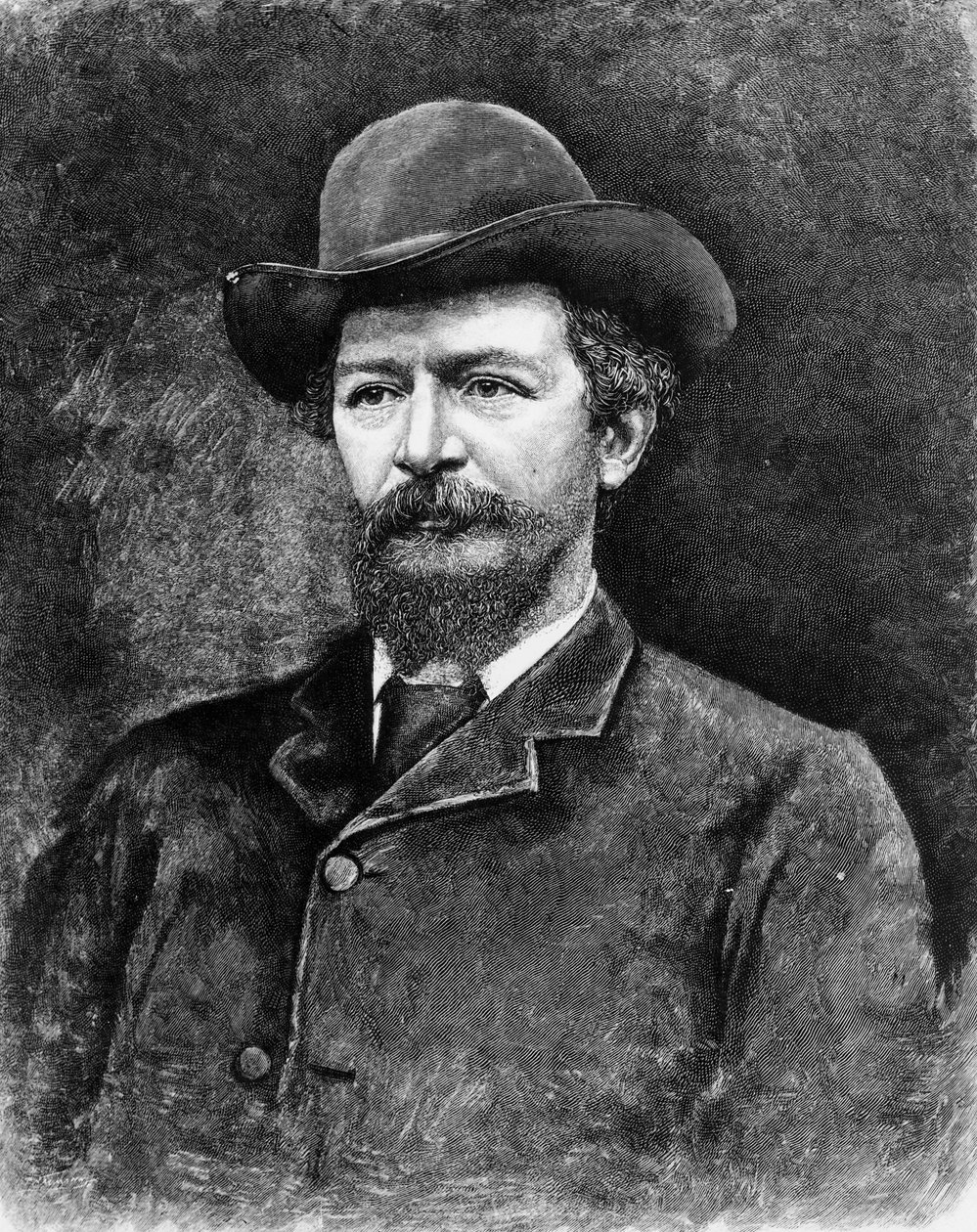 Algernon Charles Swinburne, vyryto z fotografie (rytina) (černobílá fotografie) od Elliott und Fry Studio