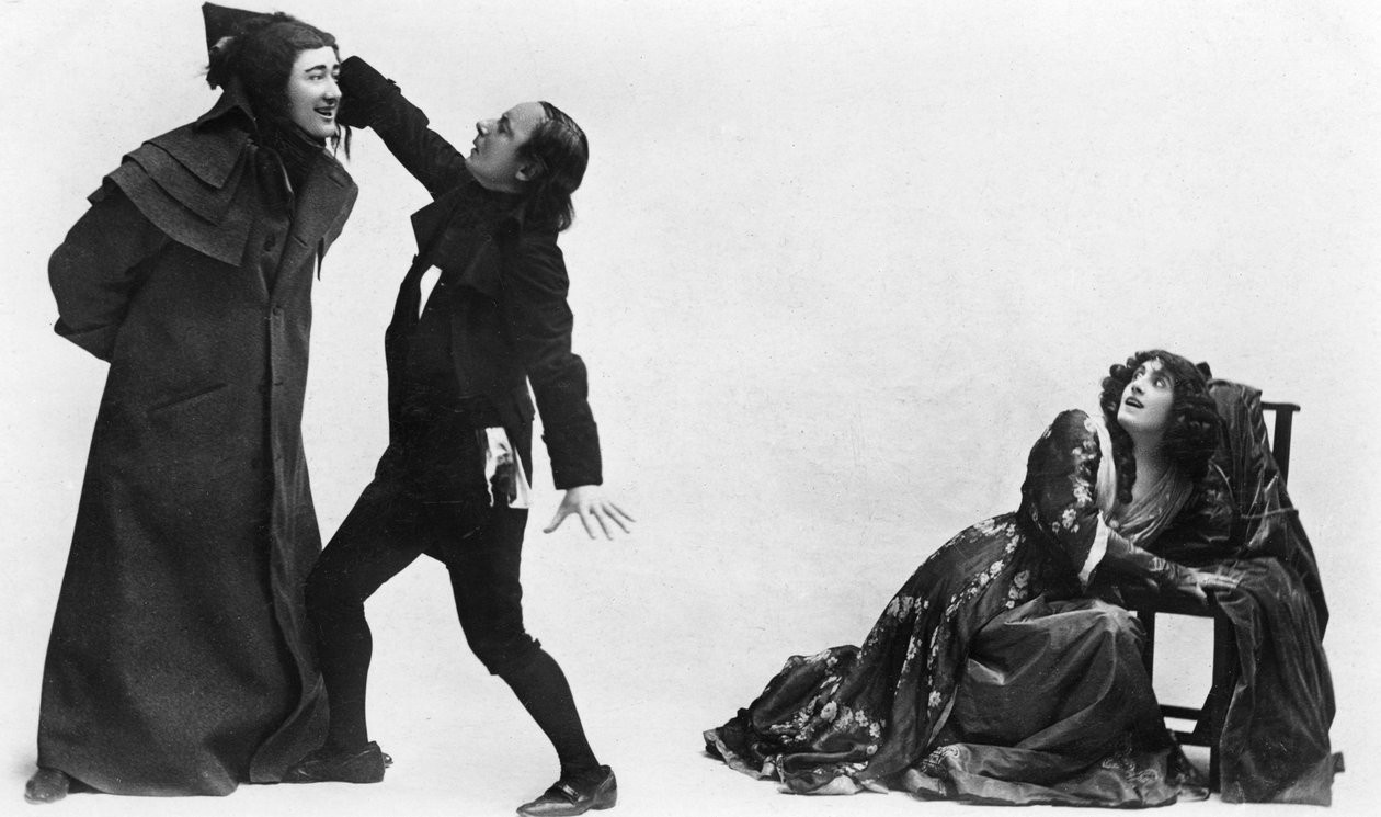 Julia Neilson, Fred Terry a Horace Hodges ve filmu The Scarlet Pimpernel, c1905 od Ellis and Walery