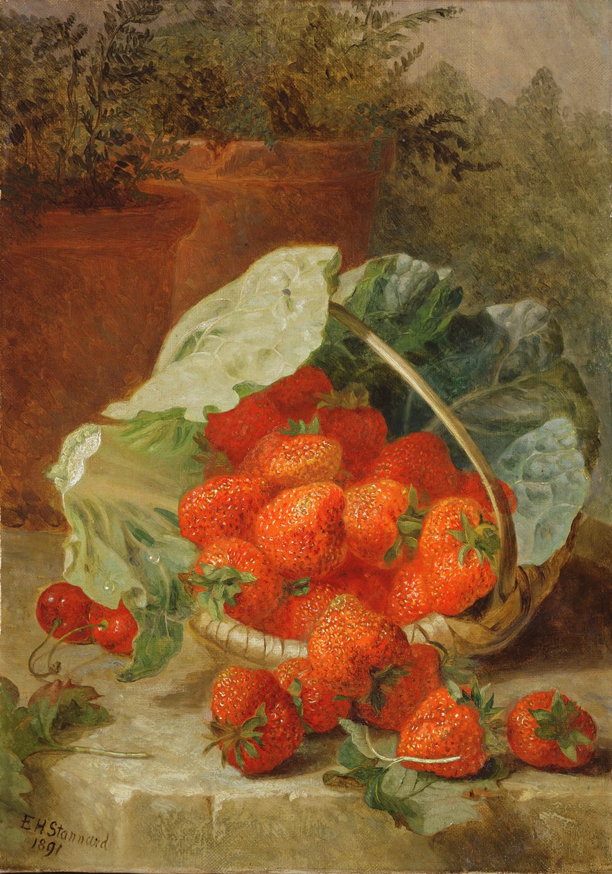 Jahody v zelném listu, 1891 od Eloise Harriet Stannard