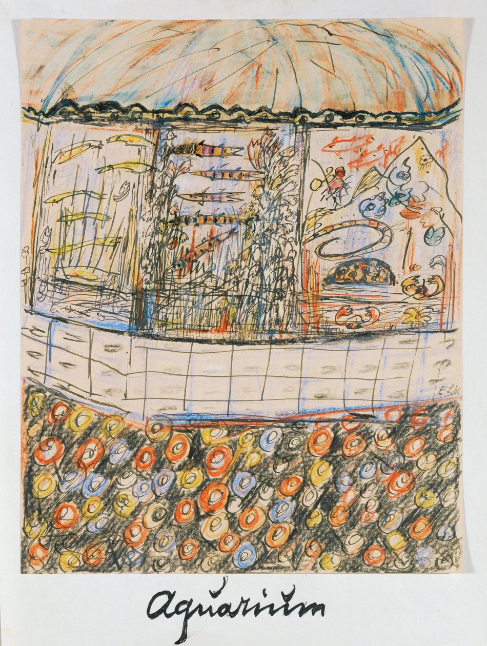 Akvárium (tuš a křída na papíře) od Else Lasker Schuler
