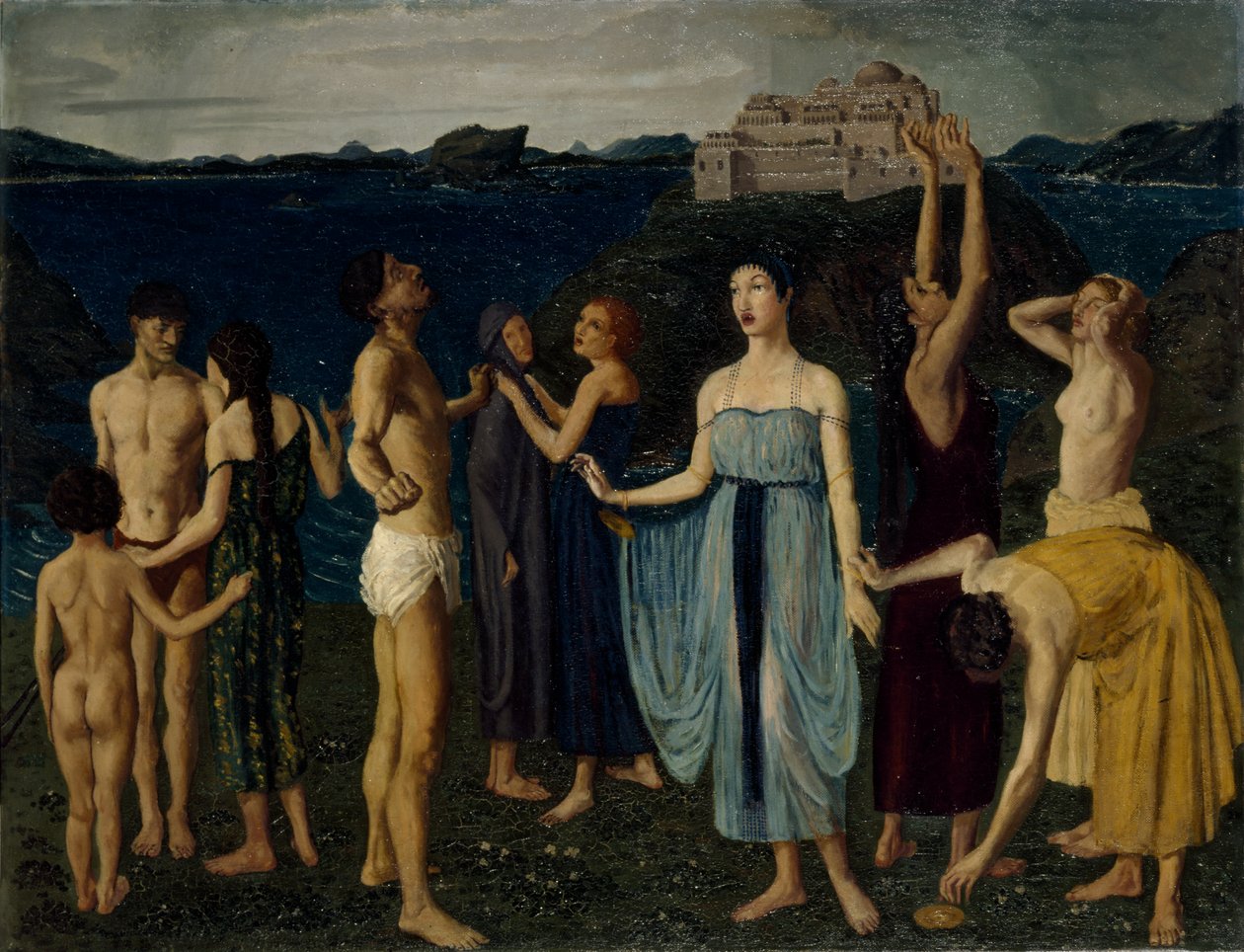 A Frieze of Figures Standing in a Landscape, cca 1910 (olej na plátně) [LDUCS-5264] od Elsie McNaught