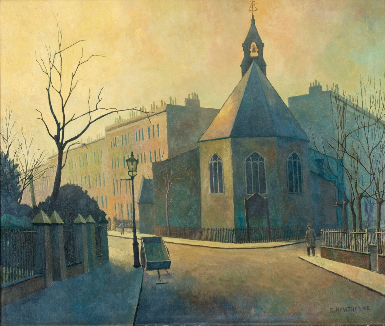 Pouliční scéna, kostel sv. Jana Křtitele, severní Londýn od Elwin Hawthorne