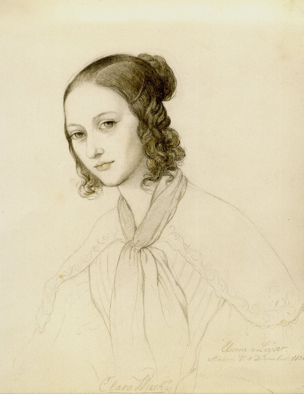 Portrét Clary Wieck-Schumannové 1819-1896, 1836. od Elwine von Leyser