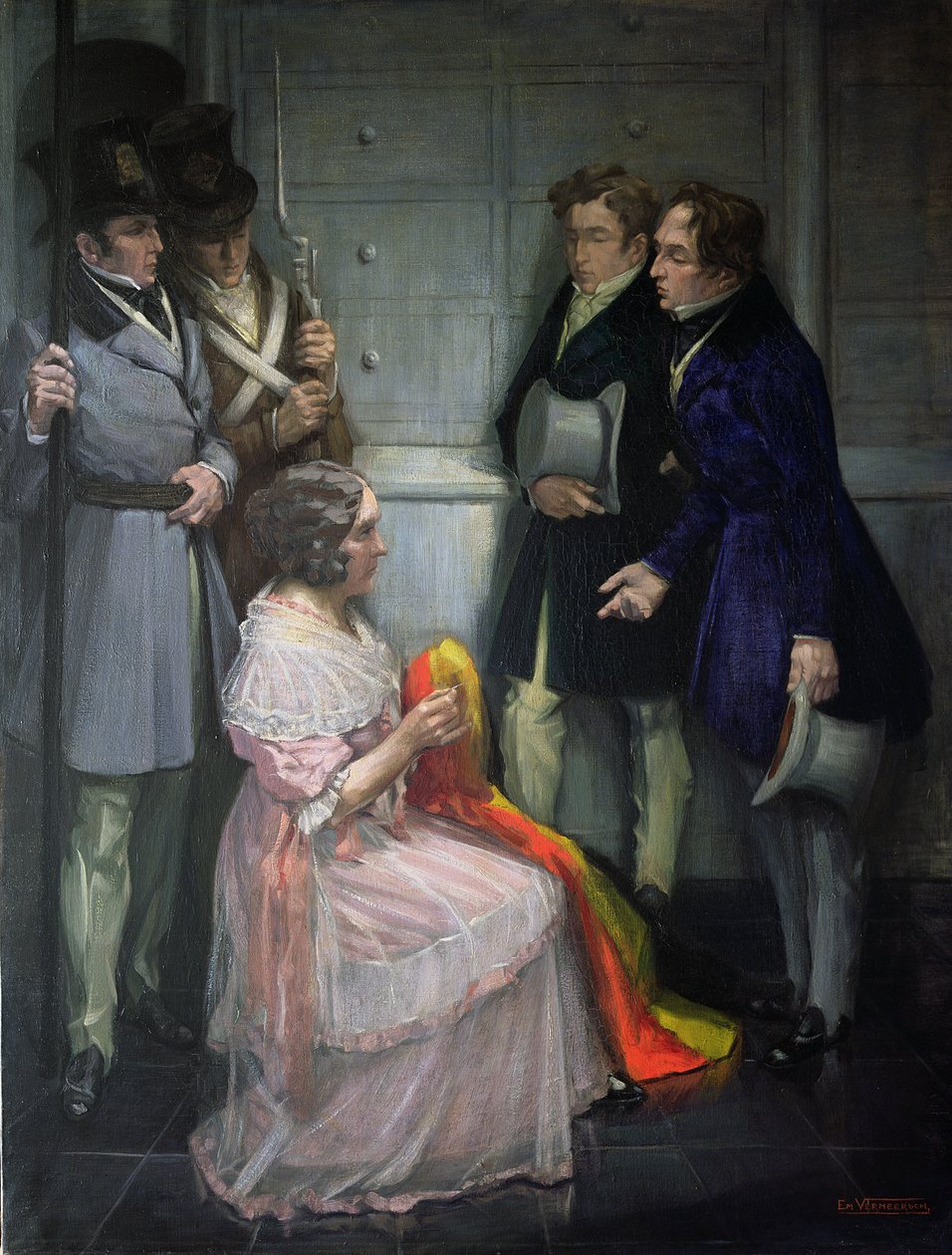 Paní Abst vytváří první belgickou vlajku, c.1830 od Em Vermeersch