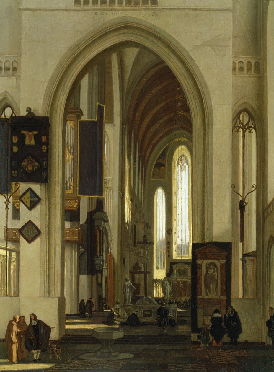 Interiér kostela s postavami, 1685 od Emanuel de Witte