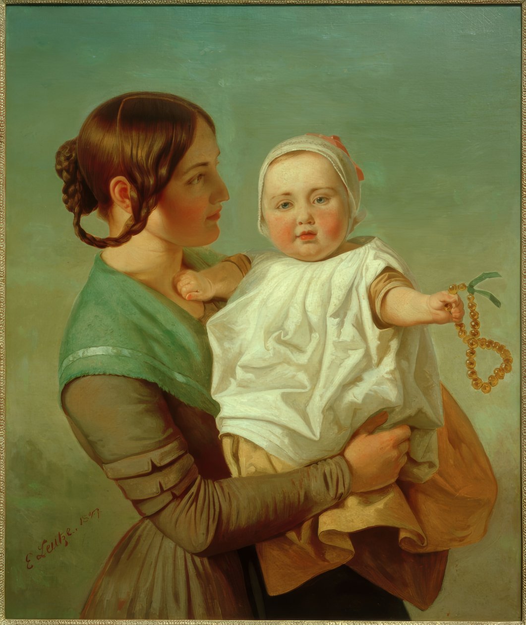 E.G. Leutze, Jantarový náhrdelník (manželka a dcera) od Emanuel Gottlieb Leutze