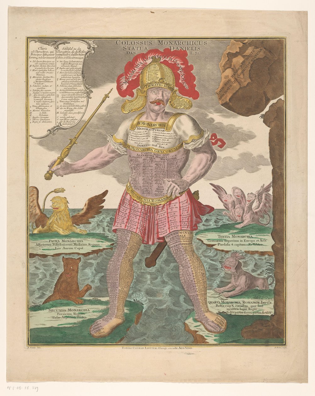 Socha Daniela s časovou osou monarchií Colossus Monarchicus Statua Danielis (název na předmětu) od Emanuel Eichel
