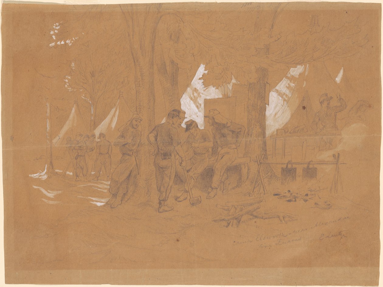 Camp Ellsworth, poblíž Alexandrie – pět Zouaves od Emanuel Gottlieb Leutze