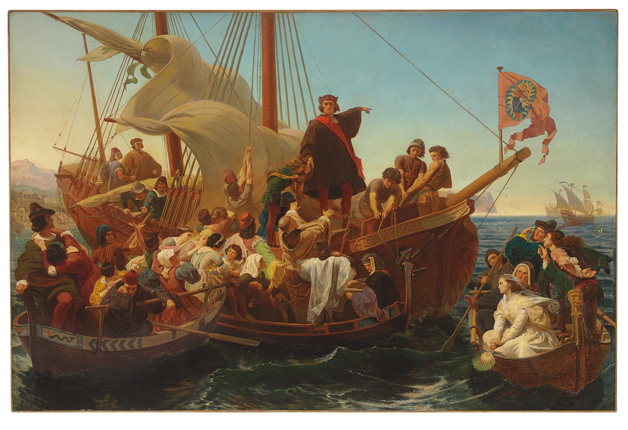 Odjezd Kolumba z Palosu v roce 1492, 1855 od Emanuel Gottlieb Leutze