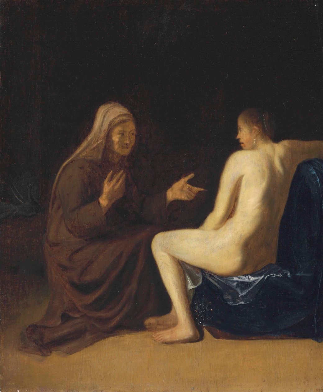 Německy: Sitzender Akt (Vertumnus und Pomona) Vertumnus a Pomona od Emanuel de Witte
