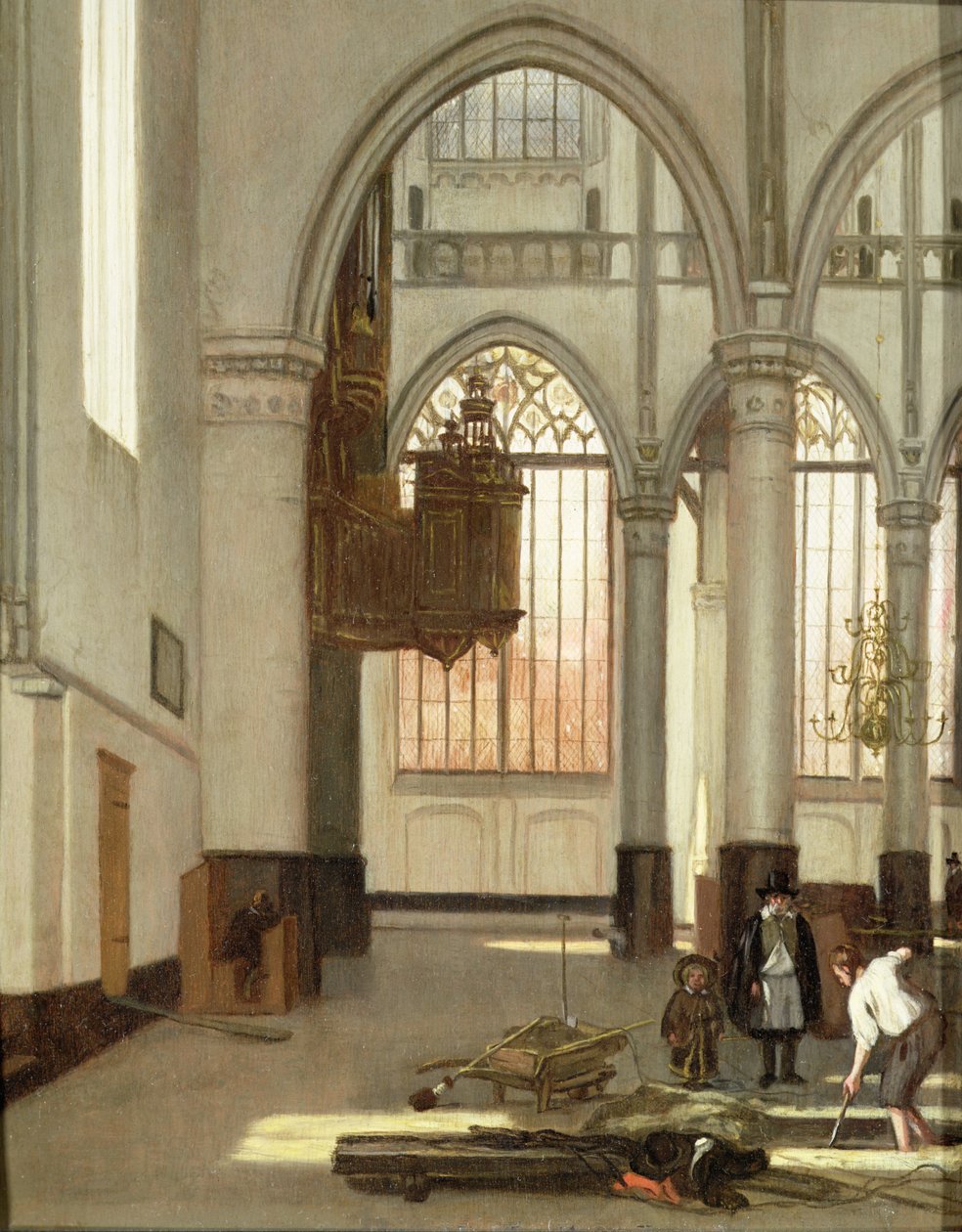 Hrobáři na západním konci Oude Kerk, Amsterdam (panel) od Emanuel de Witte