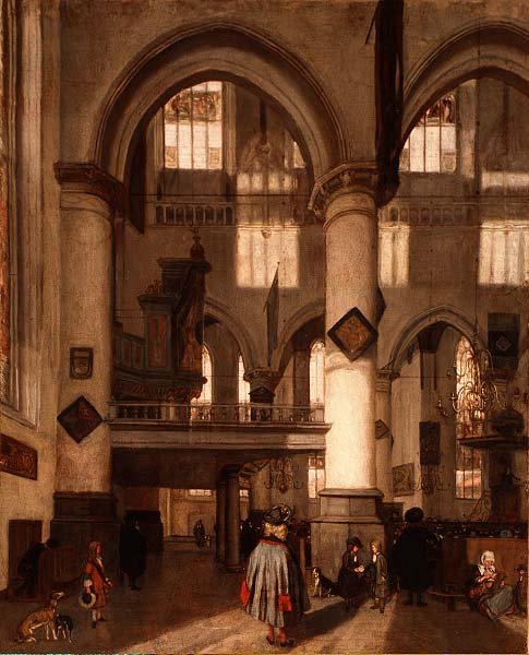 Interiér Oude Kerk, Amsterdam od Emanuel de Witte