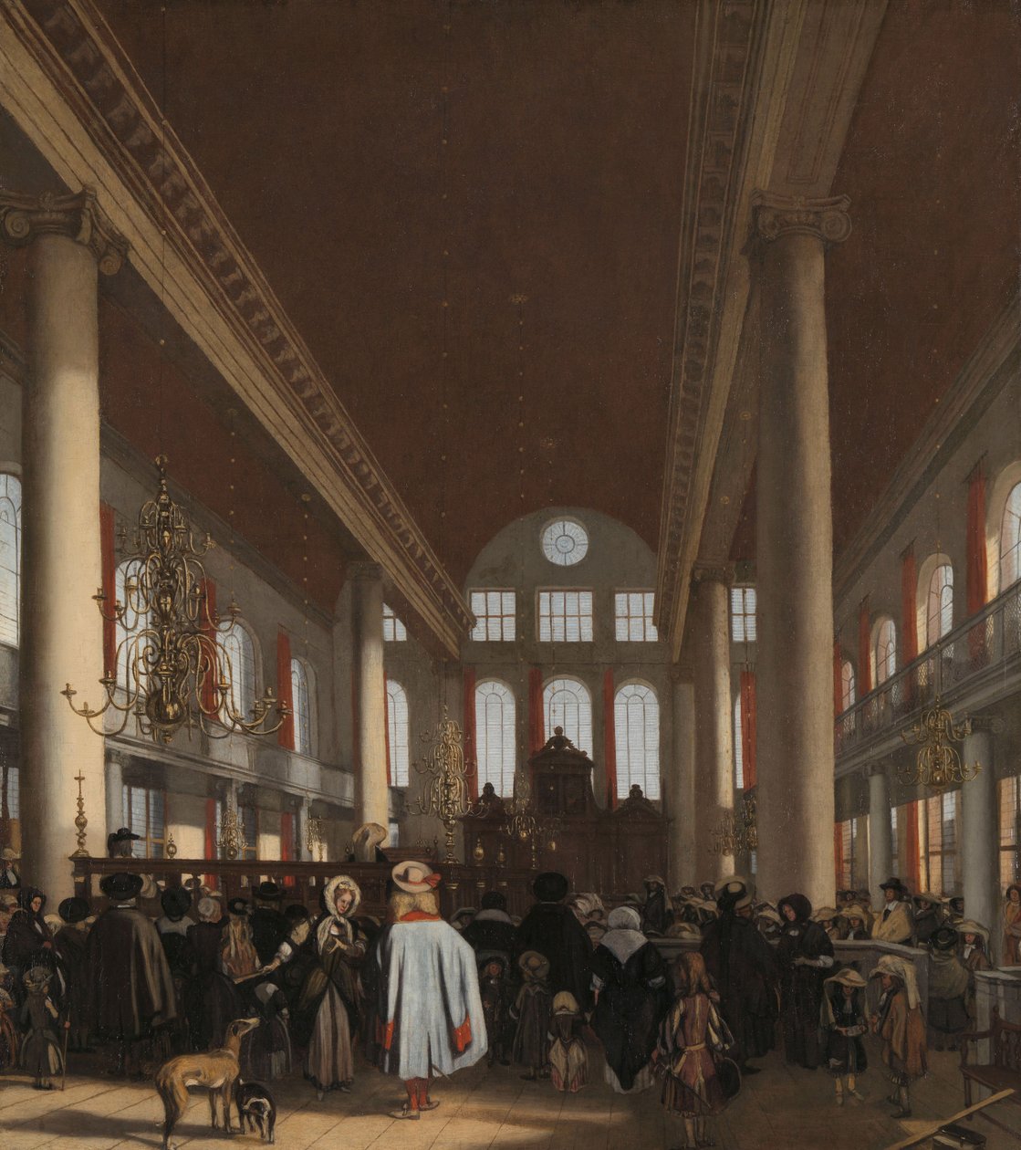 Interiér portugalské synagogy v Amsterdamu, 1680 od Emanuel de Witte