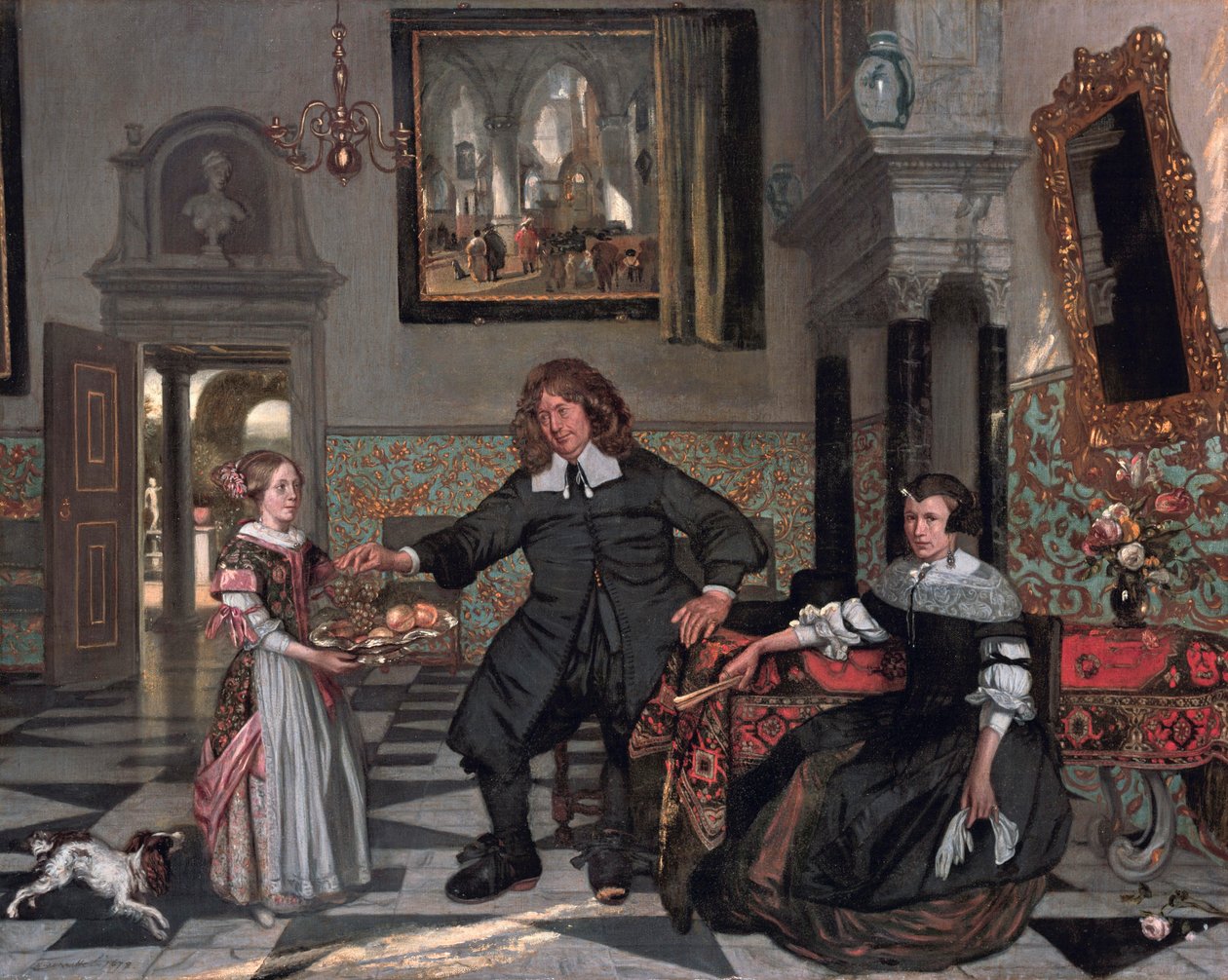 Portrét rodiny v interiéru (rodina Pietera de Graeffa) od Emanuel de Witte