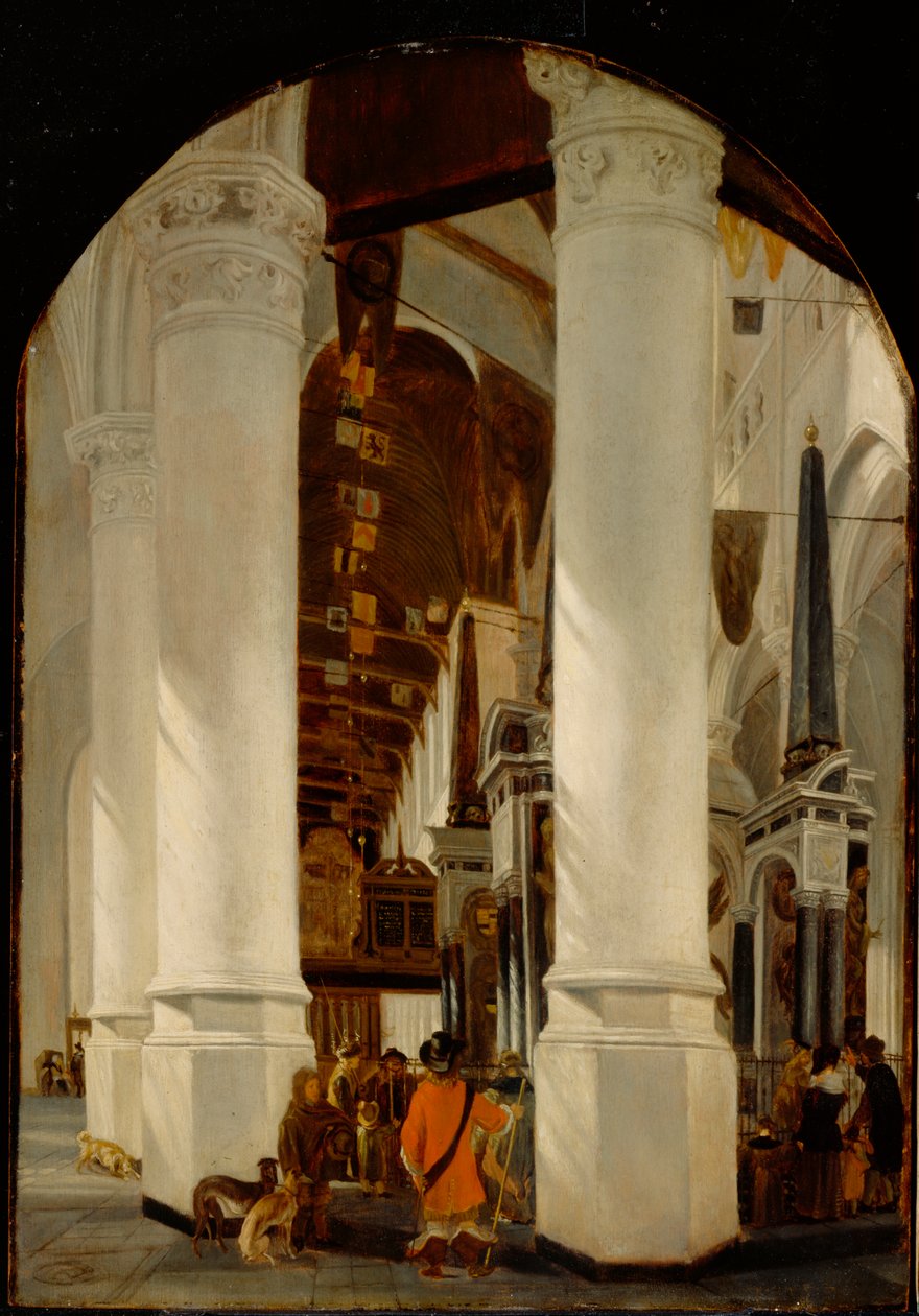 Nieuwe Kerk v Delftu s hrobkou Willema Tichého, c.165051 (olej na dubovém panelu) od Emanuel de Witte
