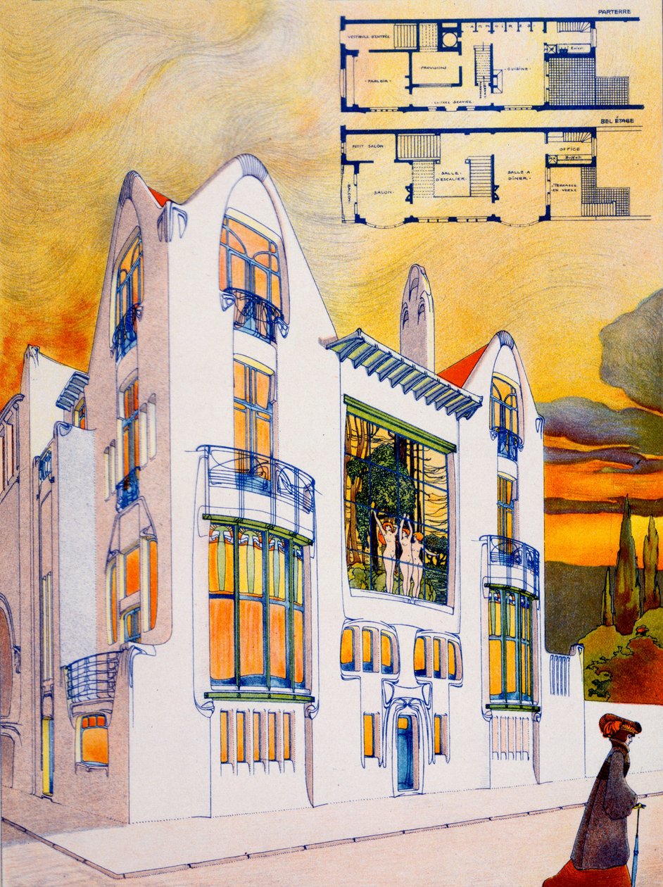 House Design, cca 1905-6 (akvarel a pero na papíře) od Emiel van Averbeke