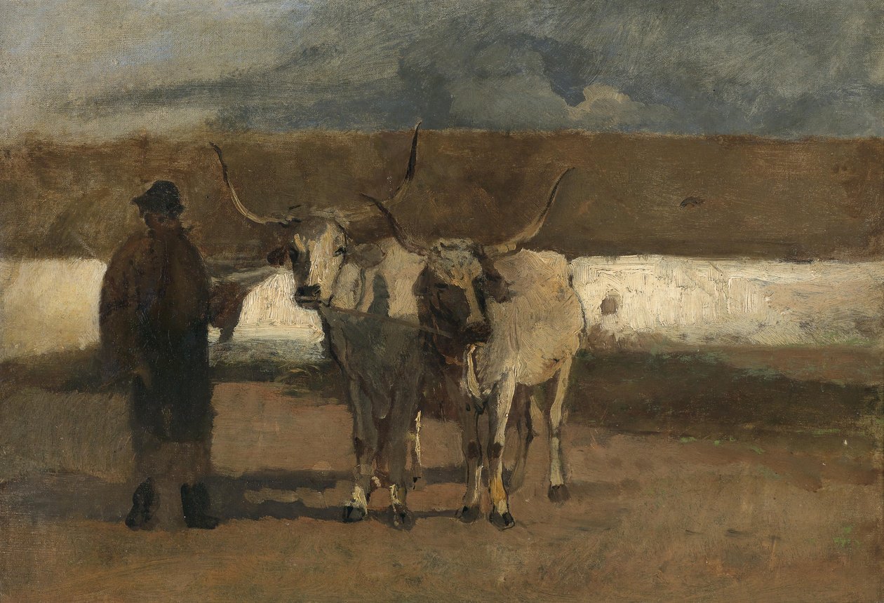 Farmář s týmem volů od Emil Jakob Schindler