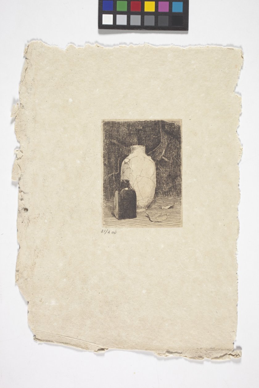 Zátiší s vázou a lahví (inkoust) od Emil Carlsen