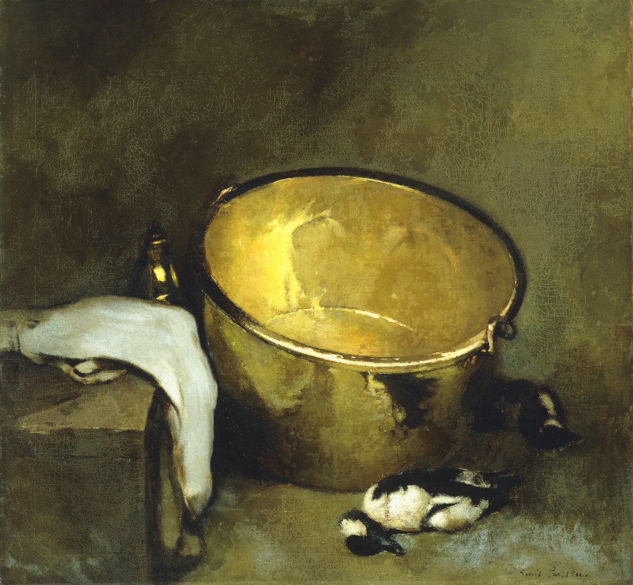 Zátiší s mosazným hrncem od Emil Carlsen