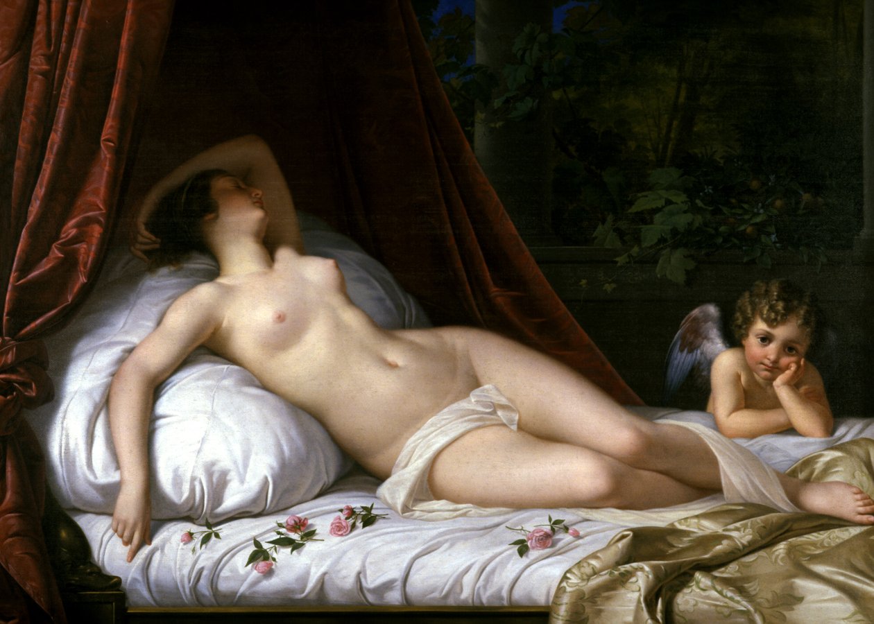 Ležící Venuše s Amorem, 1839 od Emil Jacobs