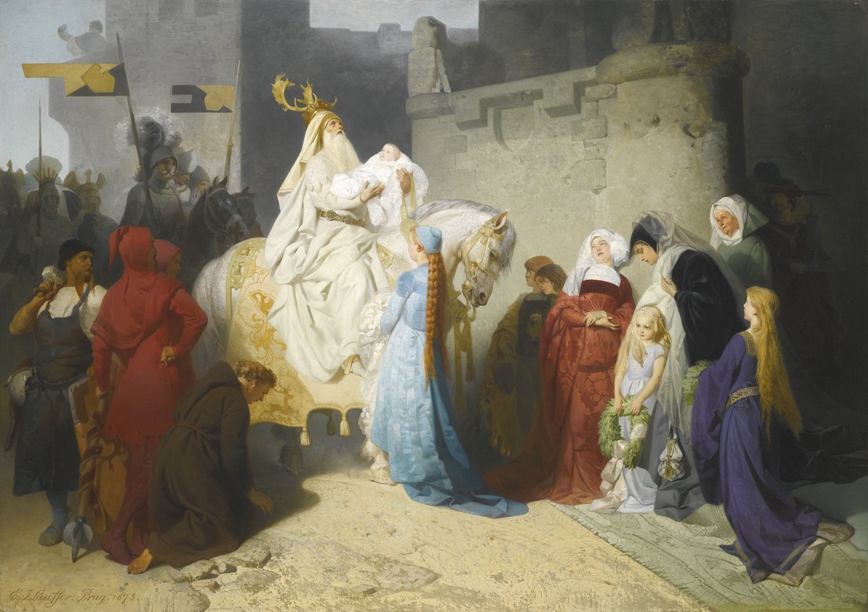 Merlin představuje budoucího krále Artuše, 1873 od Emil Johann Lauffer
