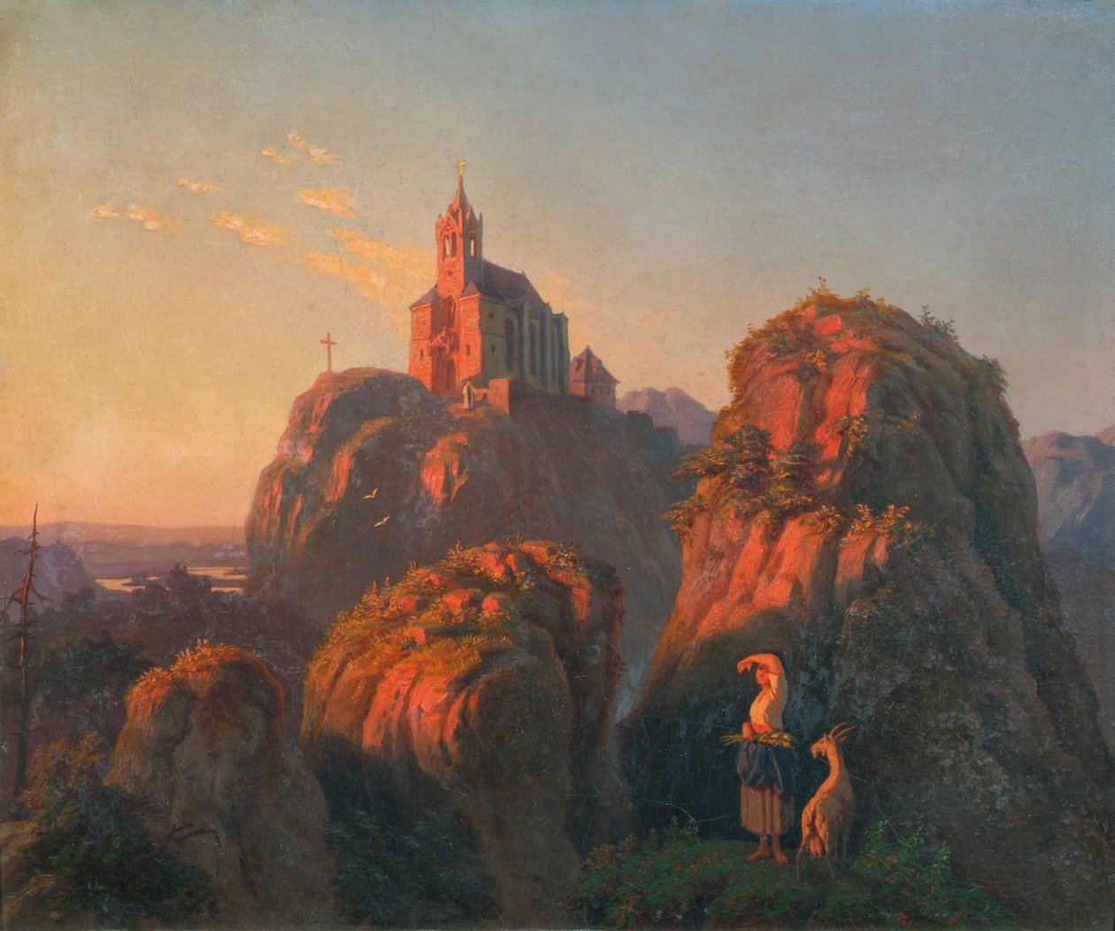 Krajina s kostelem ve večerních hodinách od Emil Ludwig Löhr