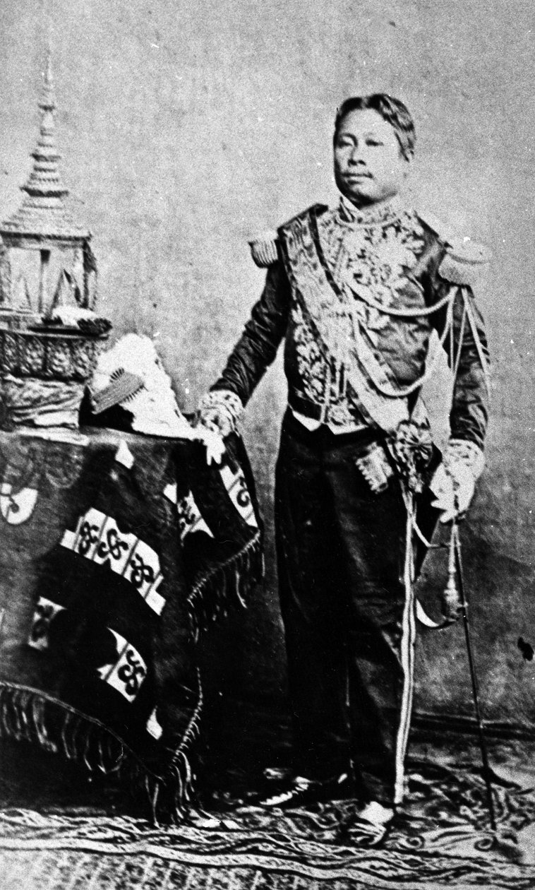 Kambodžský král Norodom v siamské vojenské uniformě, 1861 od Emile Gsell