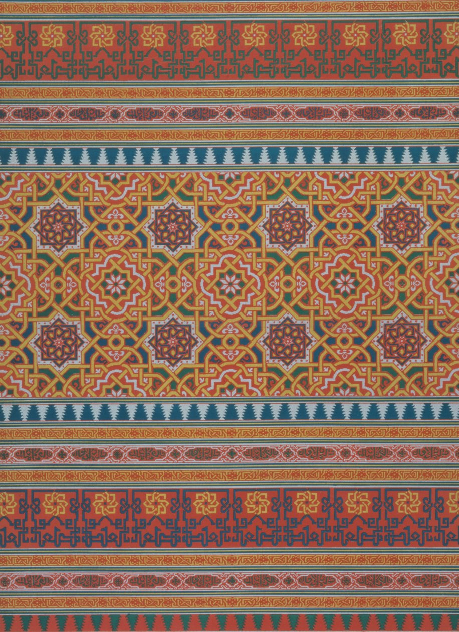 Textilní fragment ze 14. století, z "Arabské dekorace", ryl Lemoine, hospoda. Lemercier und C., Paříž, 1885 od Emile Prisse d