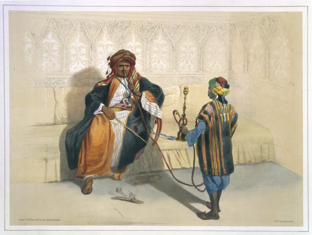 Kouřící arabský šejk, ilustrace z 