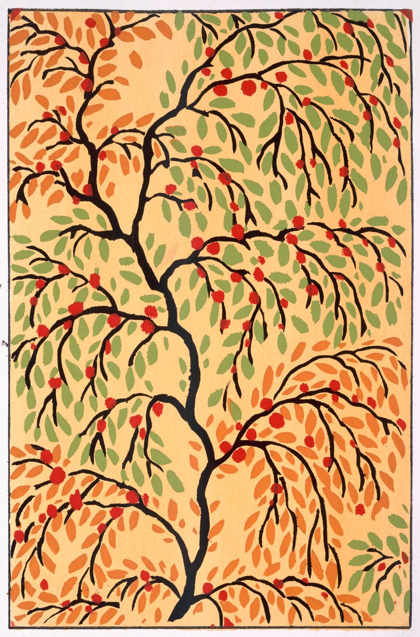 Kytice a listí c.1925 (barevné lito) od Émile Allain Séguy