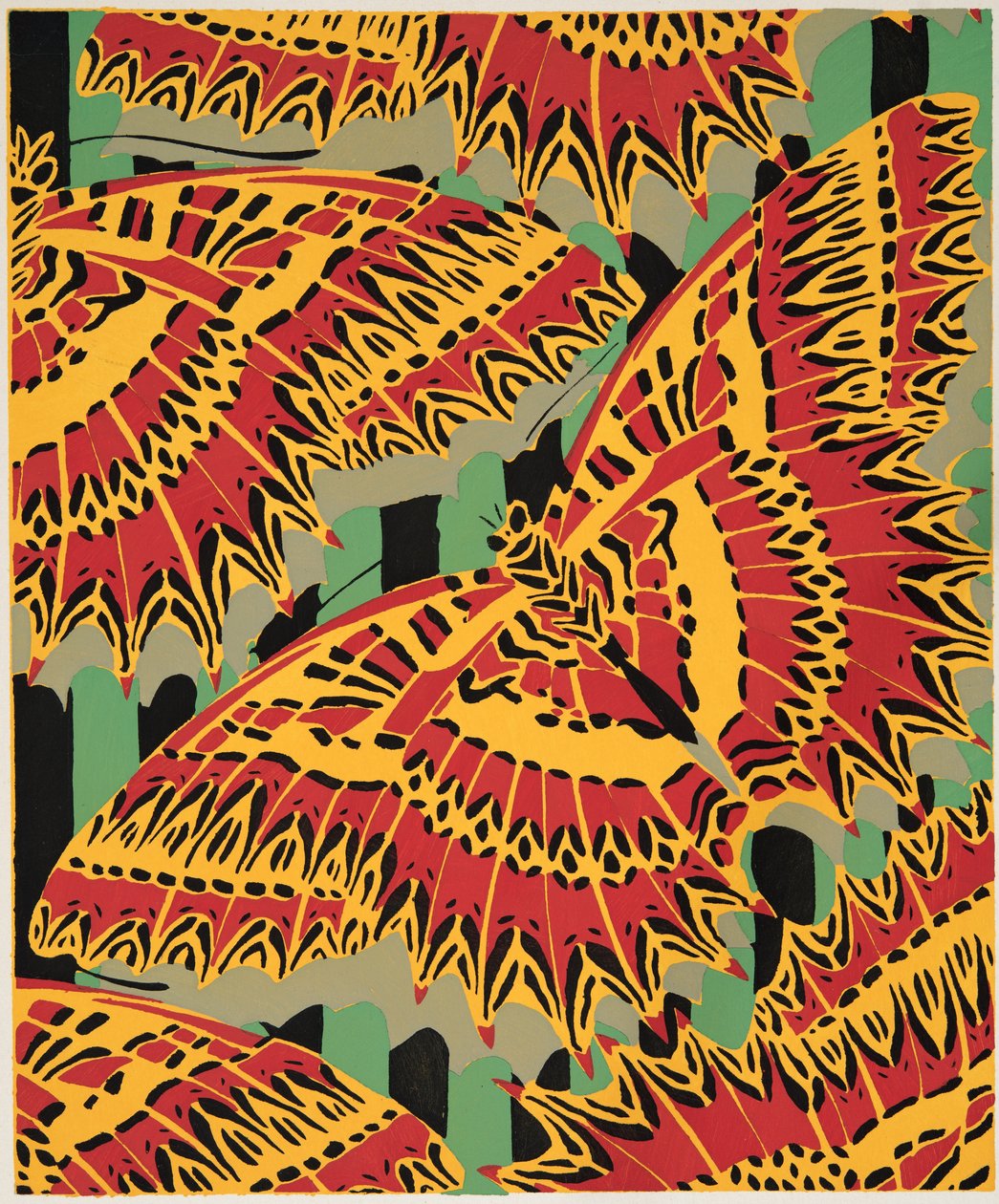 Detail z desky 19 , z Papillons, hospoda. 1925 (pochoirový tisk) od Émile-Allain Séguy