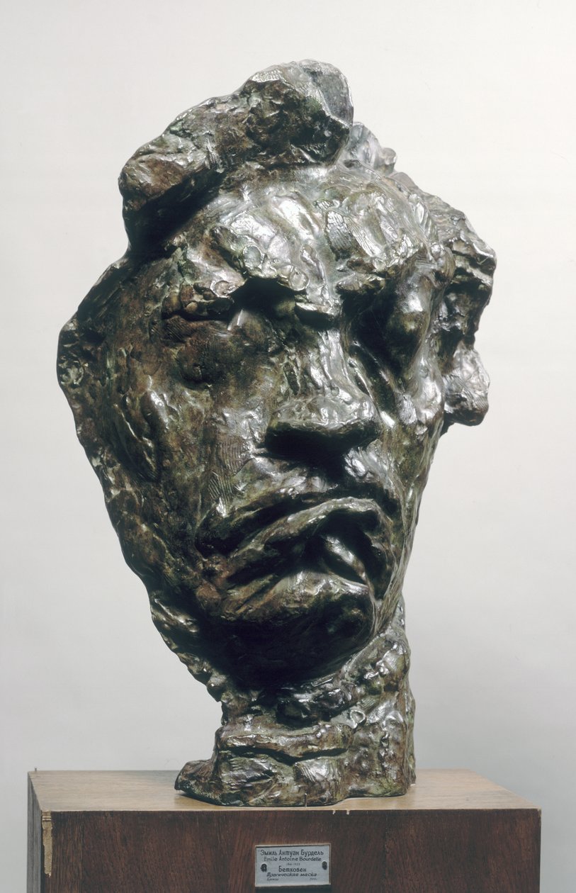 Velká tragická maska Ludwiga van Beethovena (1770-1827) 1901 (bronz) od Emile Antoine Bourdelle