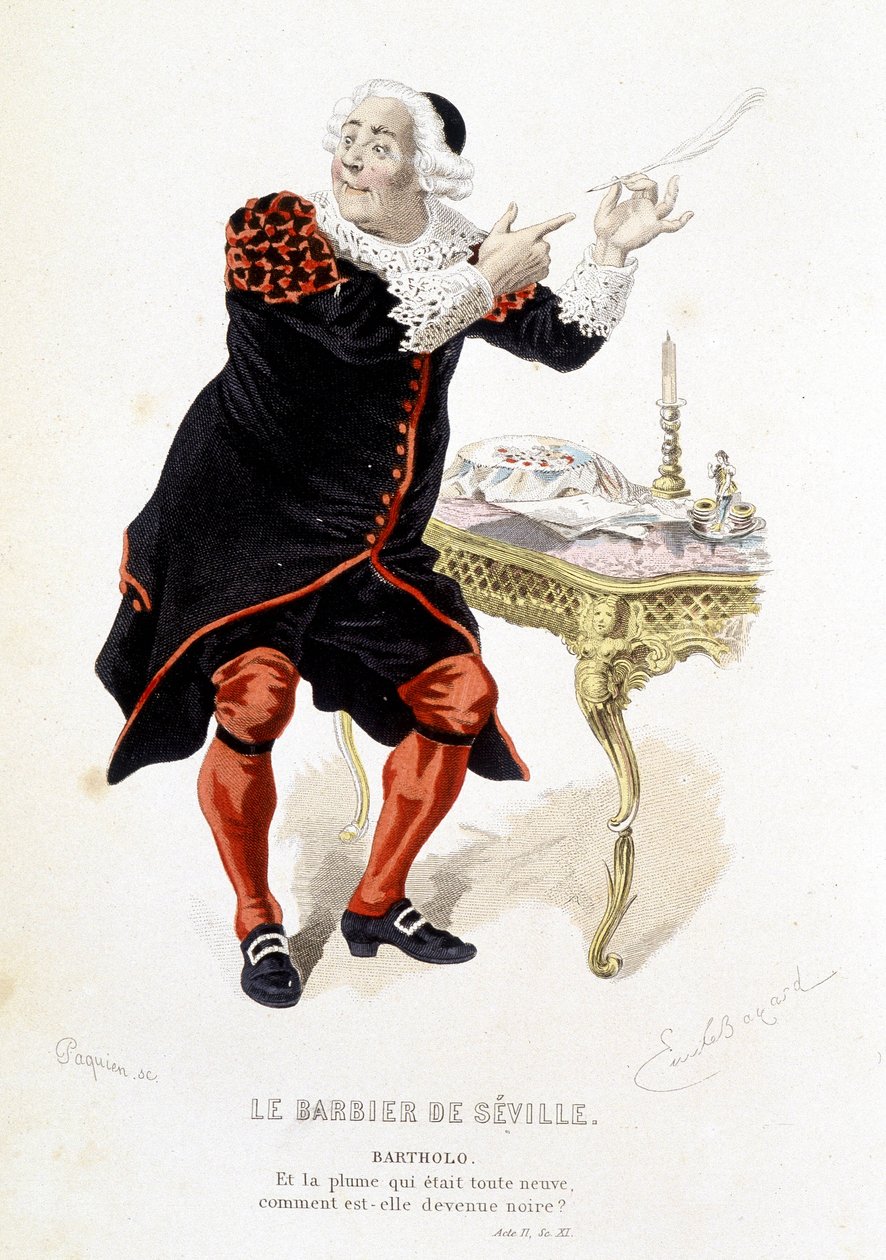 Bartholo v „“ Lazebník sevillský““ - v „“ Kompletní díla Beaumarchais“, kresby Emile Bayard, ed. Laplace Sanchez & cie, Paříž od Emile Antoine Bayard