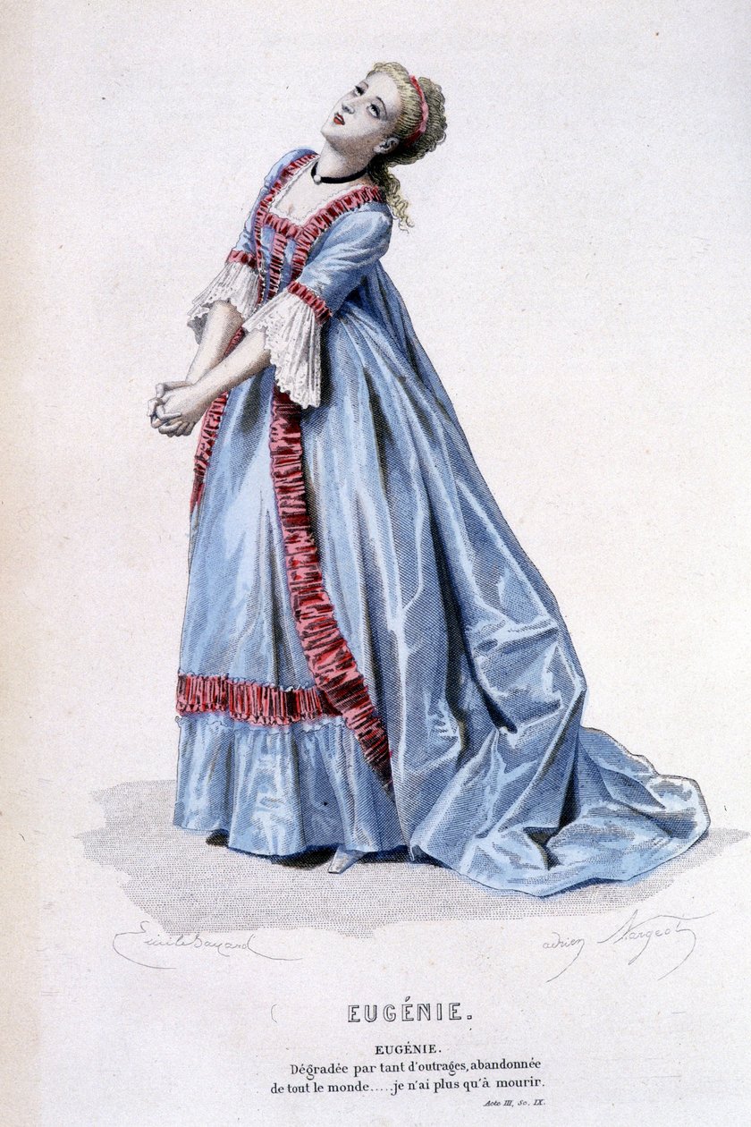 Kompletní dílo Beaumarchaise (1732-1799) od Edouarda Fournieho, Ed. Laplace, Sanchez et Cie, Paříž 1876 (rytina) od Emile Antoine Bayard