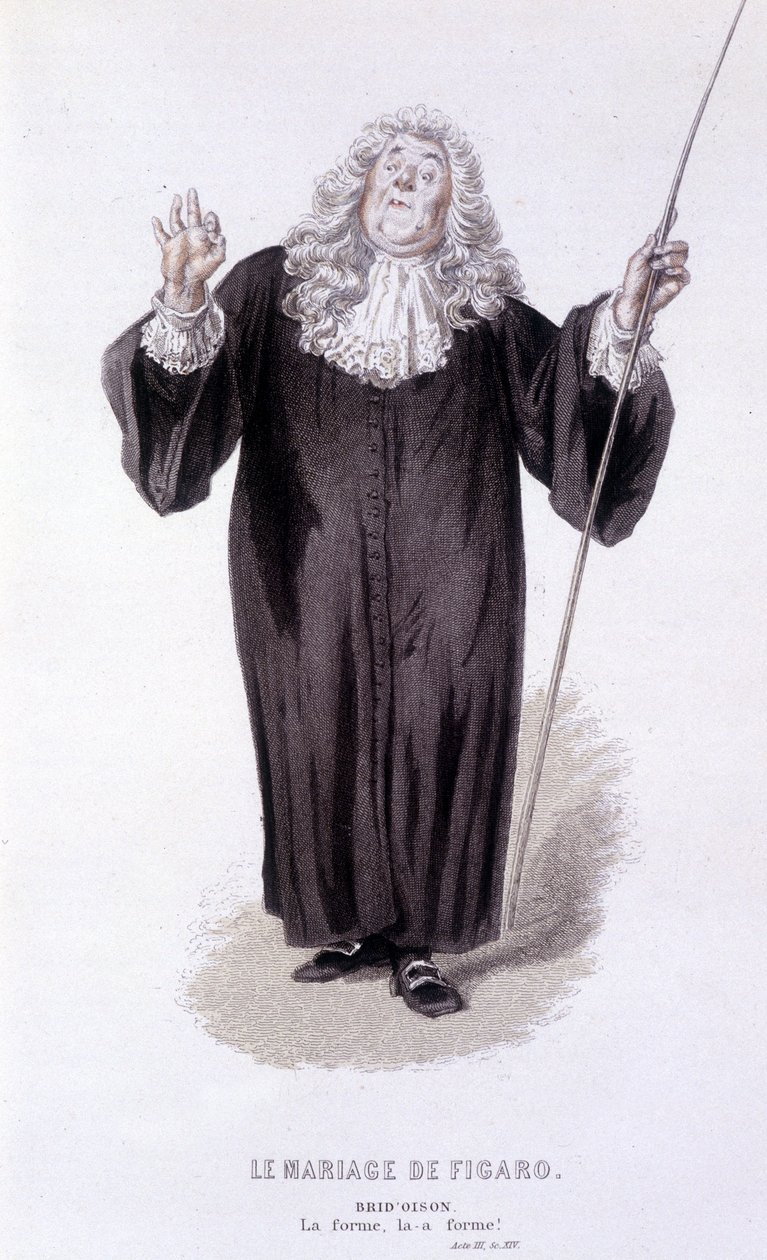 Kompletní dílo Beaumarchaise (1732-1799) od Edouarda Fourniera. kresba Emile Bayard. Ed. Laplace, Sanchez et Cie, Paříž 1876. Toto je Brid
