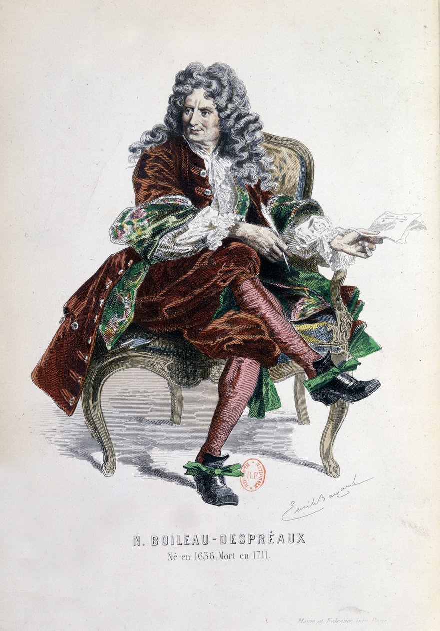Portrét Nicolase Boileau Despreaux (Boileau-Despreaux) (1636-1711) v "Works of Nicolas Boileau" Paris 1873 (rytina) od Emile Antoine Bayard