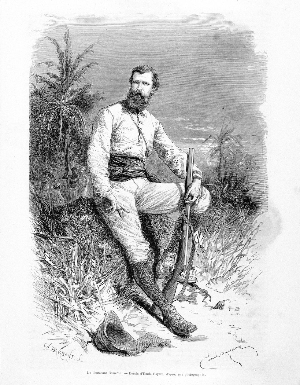 Portrét britského poručíka a průzkumníka Verneyho Lovetta Camerona (1844-1894) od Emile Antoine Bayard