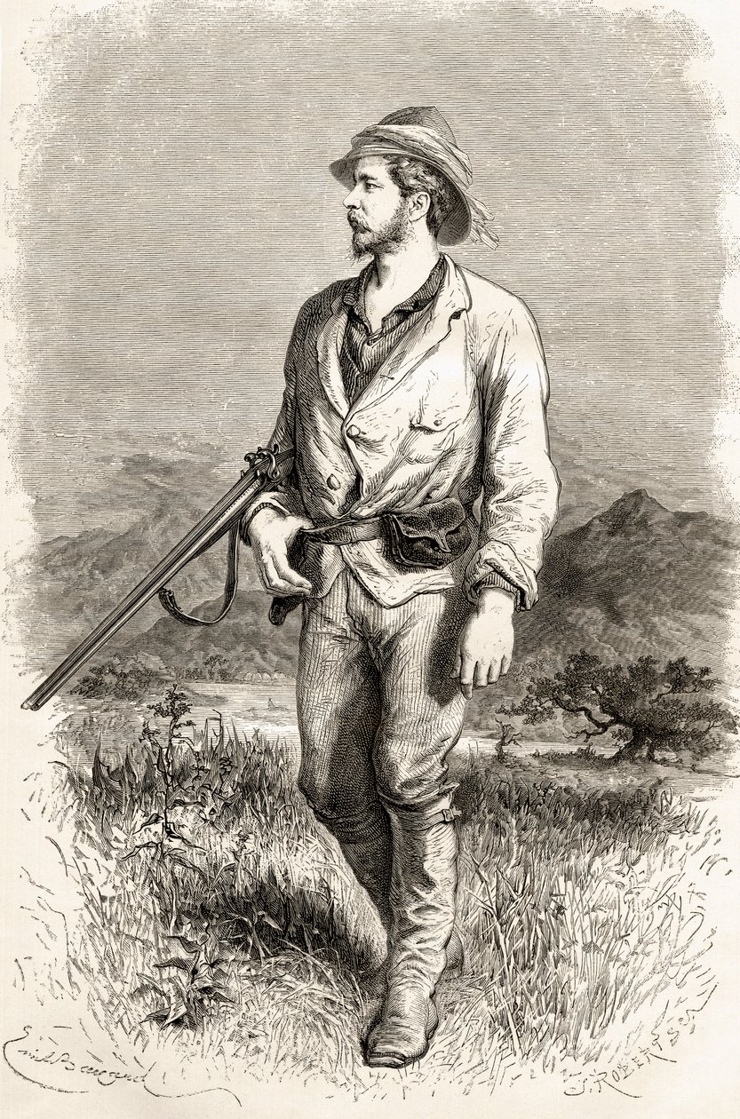 Sir Henry Morton Stanley, ilustrace z knihy "Svět v rukou", vyryl J. Robert, vydáno 1878. od Emile Antoine Bayard