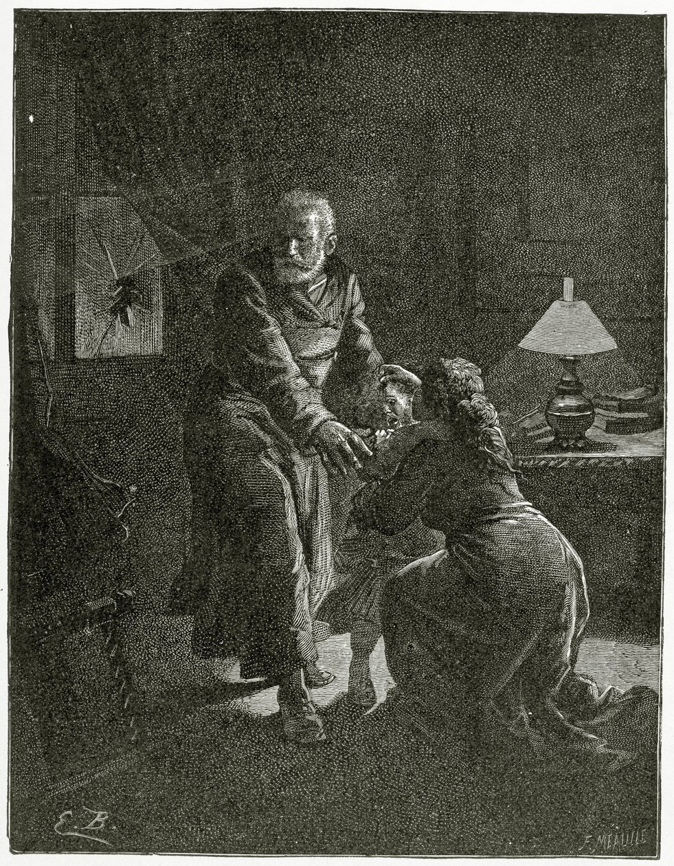 Noční útok na Place des Barricades - ilustrace z Depuis l’exil, 19. století (č. rytina) od Emile Antoine Bayard