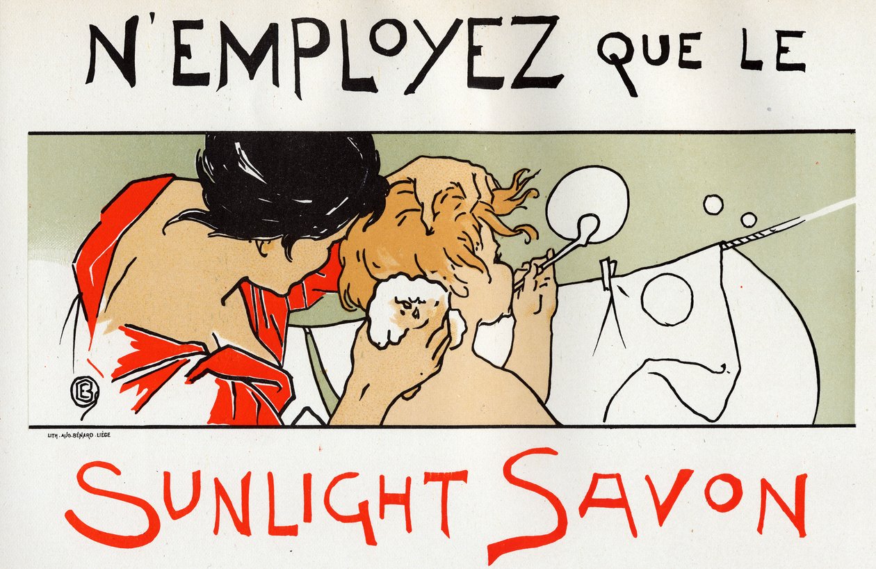 Dítě ve vaně, reklama na mýdlo Sunlight, konec 19. století (plakát) od Émile Berchmans