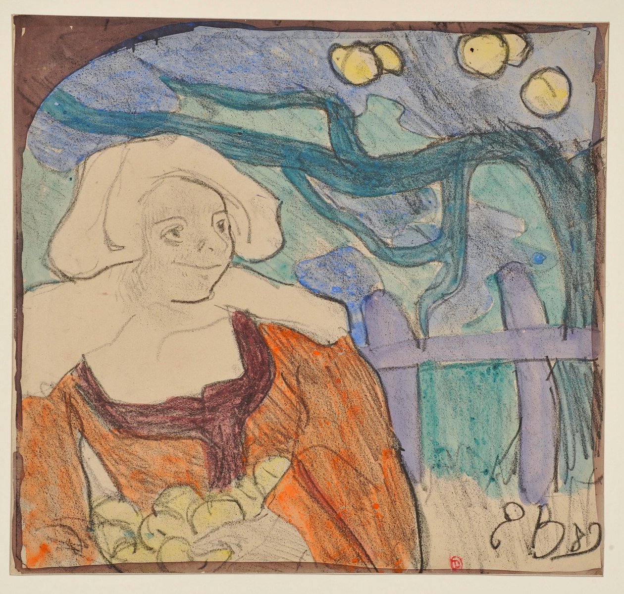 Bretonka sbírající jablka [otisk b] od Emile Bernard