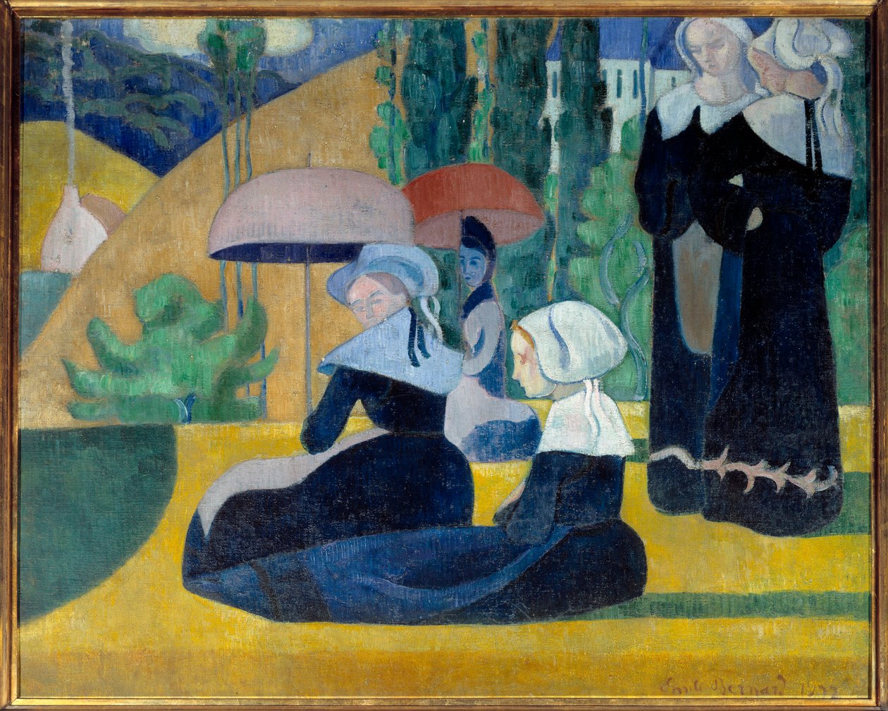 Bretonci s deštníky od Emile Bernard